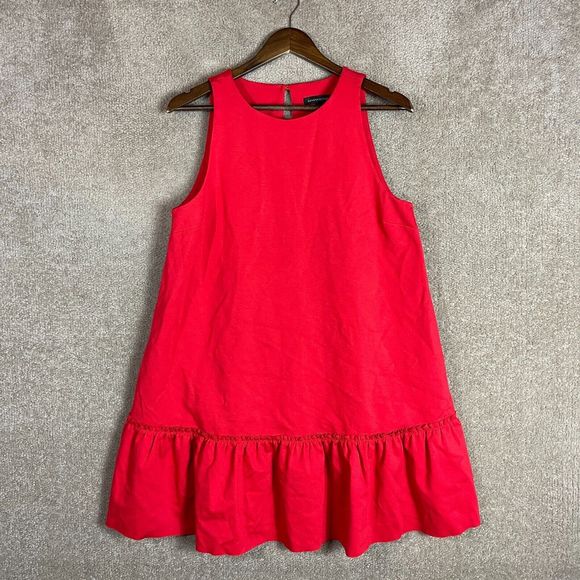 Banana Republic Dresses & Skirts - Banana Republic Mini Dress Petite Size 12P Red Sleeveless Ponte Knit Ruffle Hem